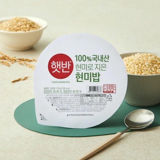 CJ HETBAHN COOKED BROWN RICE 100% (130g*3)*12bundle/ 씨제이 햇반 100% 현미로 지은 밥 130g 3입