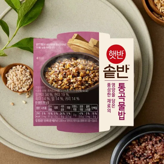 CJ Hetbahn Whole Grain Nutrition Cooked Rice 200g*18/씨제이 솥반 통곡물밥